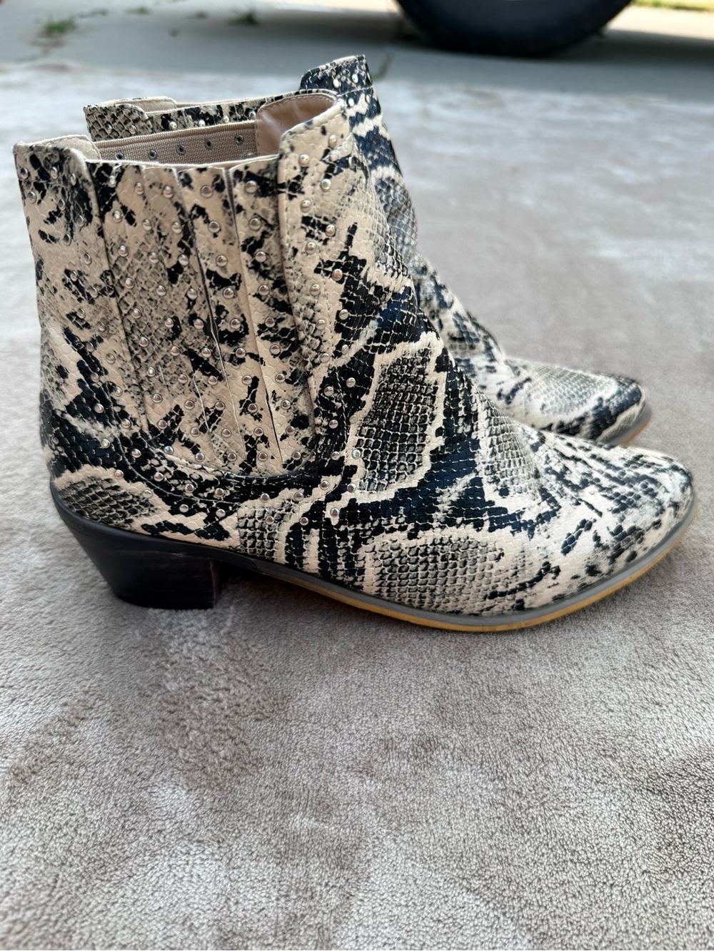 Chase + Chloe Charles Snake-Print Ankle Boots